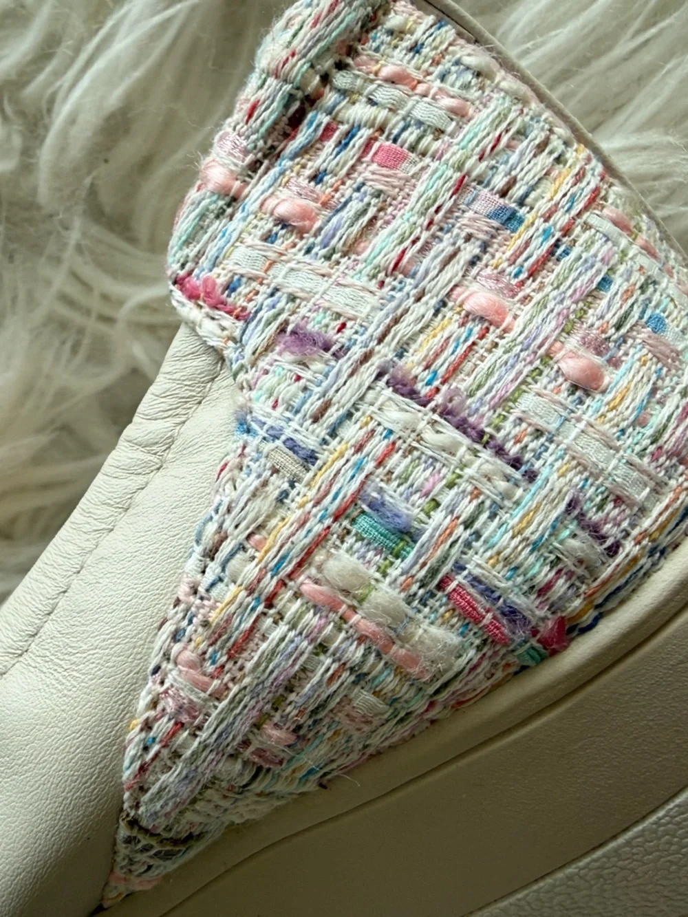 Vionic Jacey Pastel Tweed Wedges